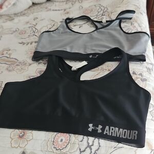 Under Armour Gray And Black Sports Bras Athletic Intimates